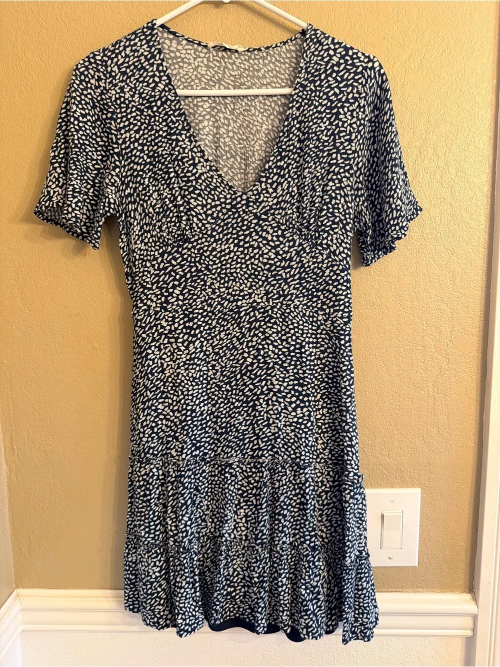 Lovestitch Navy Blue Printed V-Neck Dress